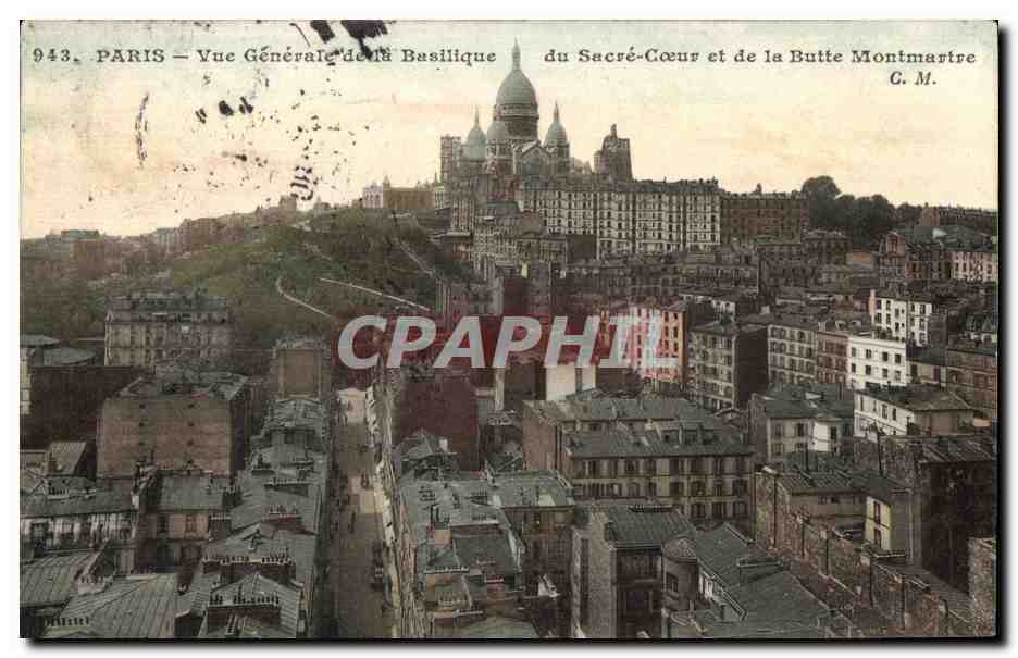 CPA Paris Vue Generale de la Basilique du Sacre Coeur et de la Butte Montmartre