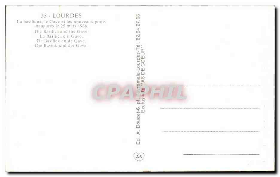 CPA Lourdes La basilique le Gave e les nouveaux ponts — Verso