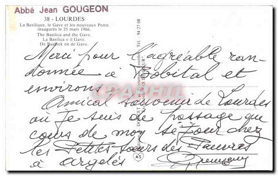 CPA Lourdes La Basilique le Gave e les nouveaux ponts  — Verso