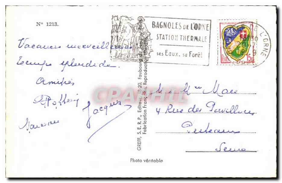 Bagnoles-de-l'Orne — Ricordo — Editore Creff, n° 1213 — Verso