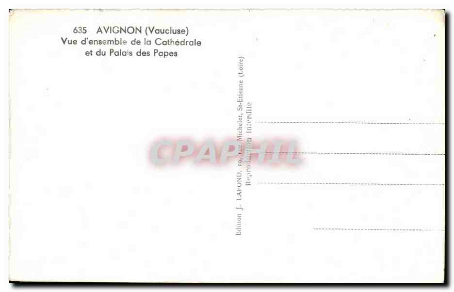 CPA Avignon Vue d ensemble de la Cathedrale et du Palais des Papes — Rückseite