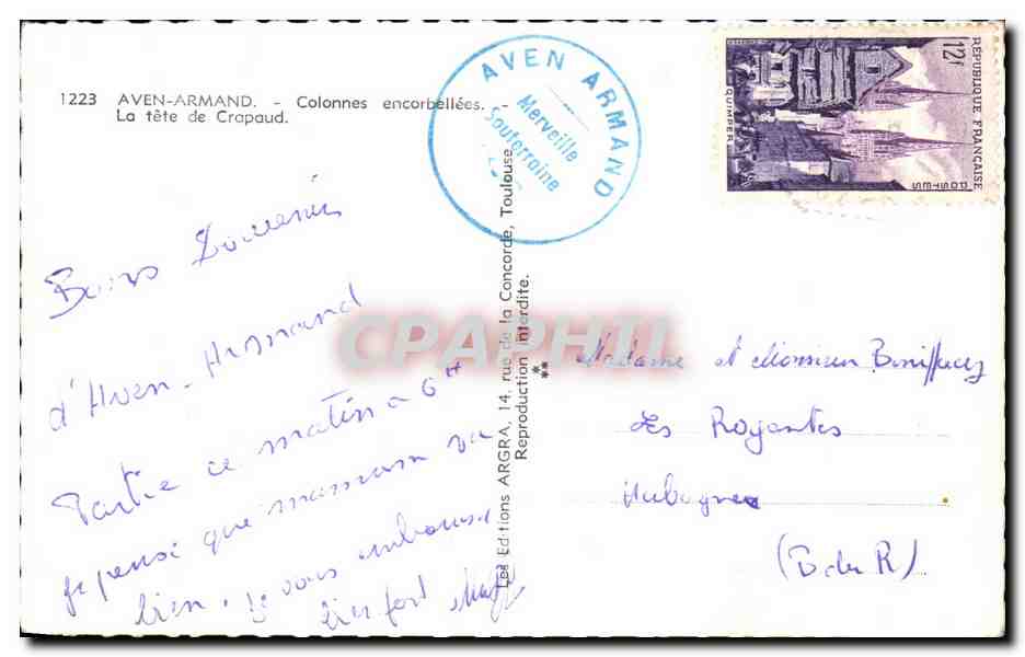 Aven Armand — Colonnes encorbellées — Éditions ARGRA — Verso