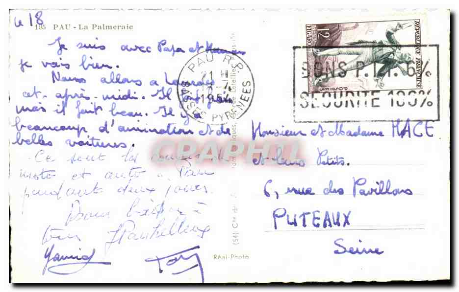 CPSM Pau La Palmeraie — Rückseite