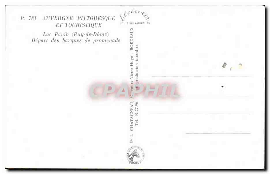 Lac Pavin — Puy-de-Dôme — Éditeur Elcée, n° P. 781 — Reverso