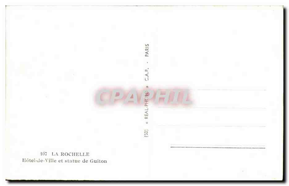 La Rochelle — Hôtel-de-Ville et statue de Guiton — C.A.P. Paris — Verso
