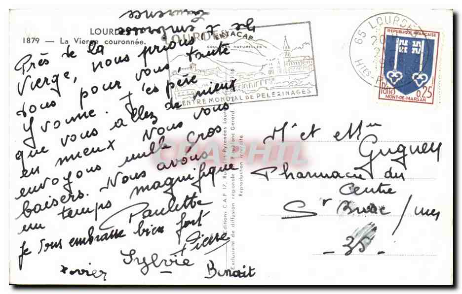 CPSM Lourdes La Vierse couronnee — Verso