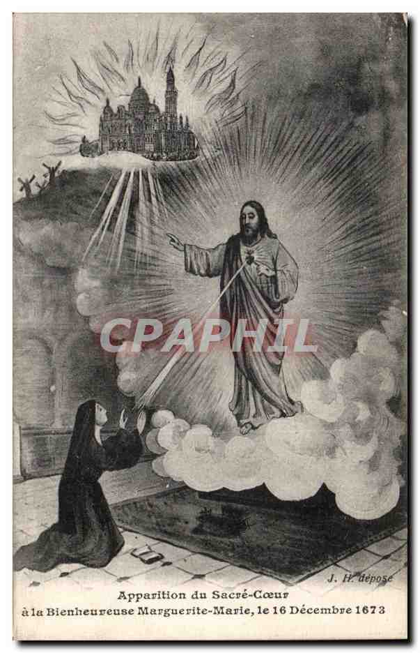 CPA Apparition du Sacre Coeur a la Bienheureuse Marguevite Marie le 16 Decembre 1673