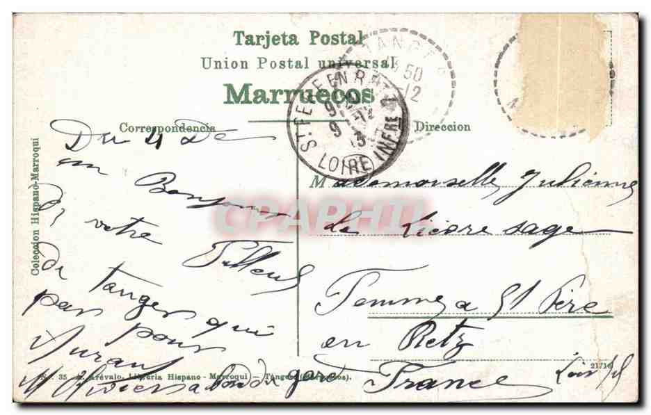 CPA Tanger Puerta de la Alcasaba Porte de la Kasabah maroc  — Rückseite