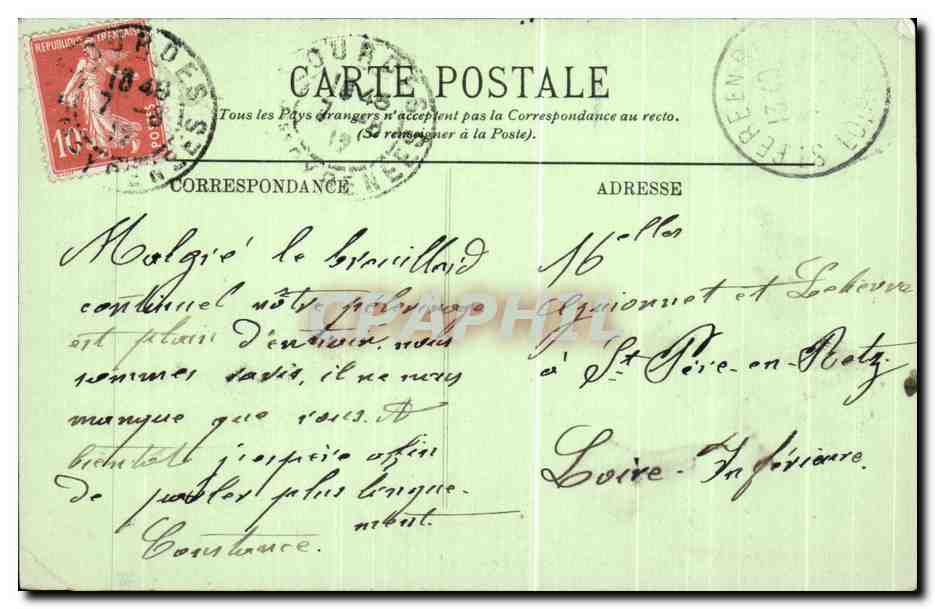 CPA Lourdes Relief du Portail du Rosaire — Verso