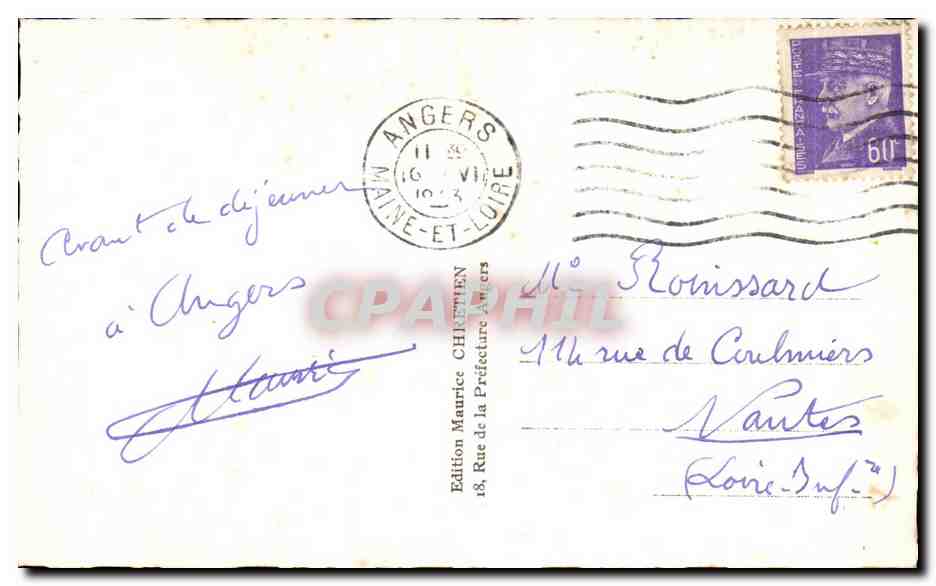 CPA Angers Le Chateau et ses Parterres Flourto — Rückseite
