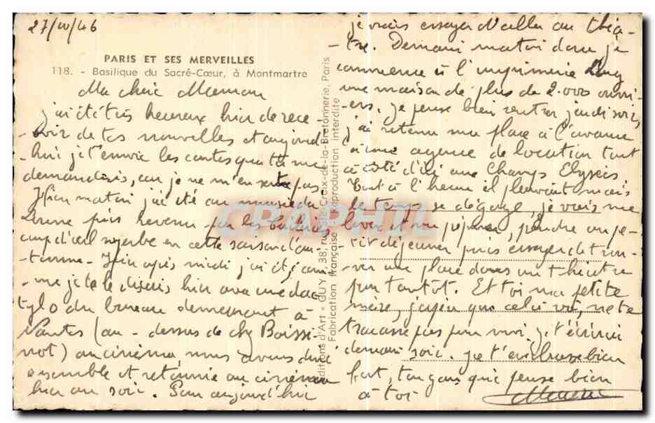 Basilika des Heiligen Herzens — Montmartre — Verlag Guy — Rückseite