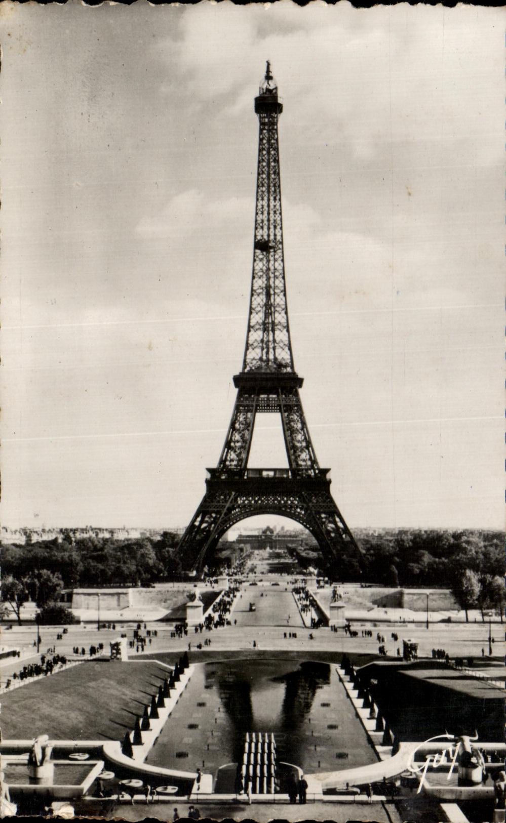 Paris und seine Wunder — Die Eiffelturm von Schloss Chaillot aus gesehen — André LECONTE, Kunstausgabe « GUY »