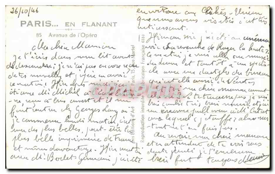 CPA Paris En Flanant Avenue de l Opera — Verso