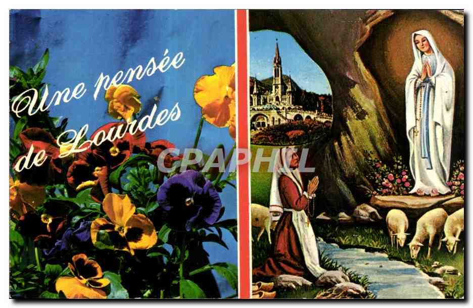 CPSM Une Pensee de Lourdes