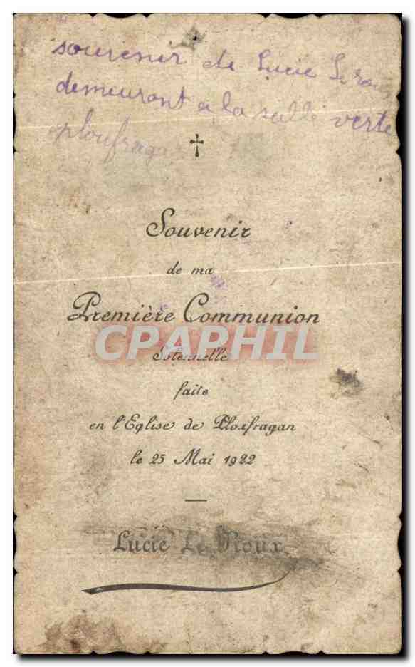 Image Communion Ploufragan Heureux Jour ou Dieu descend en nous Heure benie ou tout est accorde a la priere suppliante — Rückseite