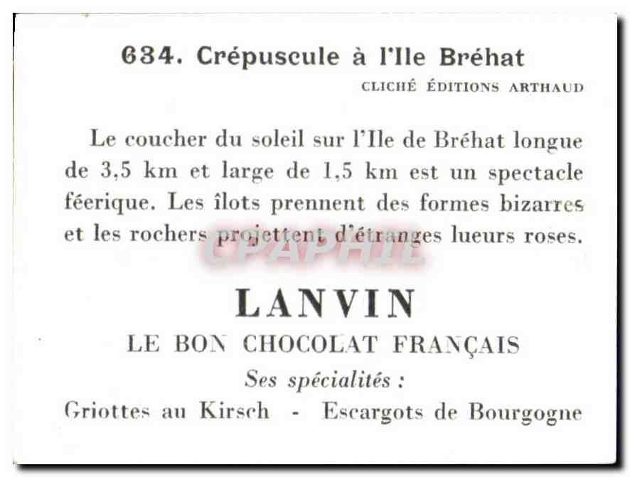 Image Crepuscule a l lle Brehat Chocolat Lanvin Dijon — Rückseite