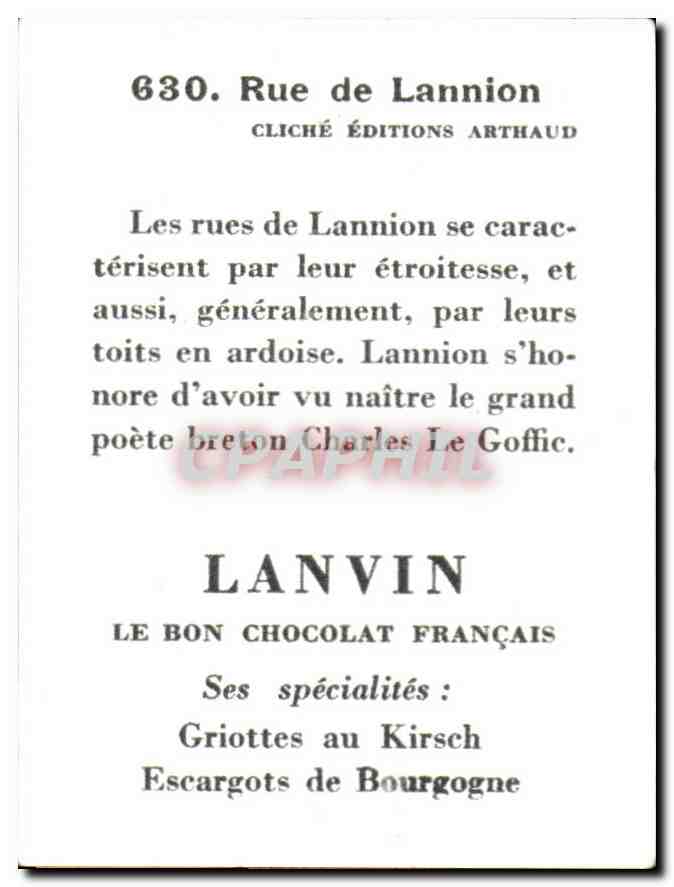Image Rue de Lannion Chocolat Lanvin Dijon — Verso