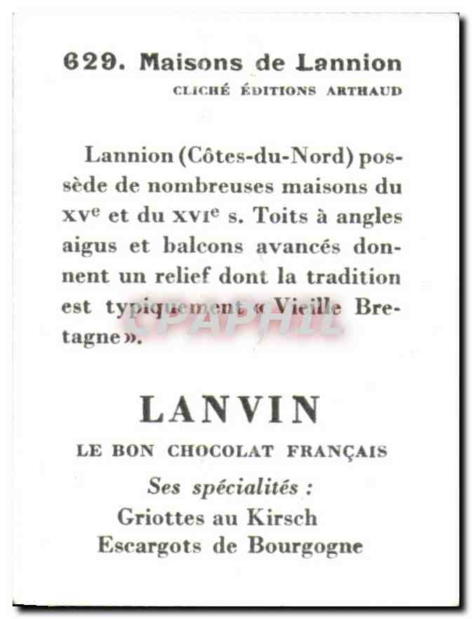 Image Maisons de Lannion Chocolat Lanvin Dijon — Verso