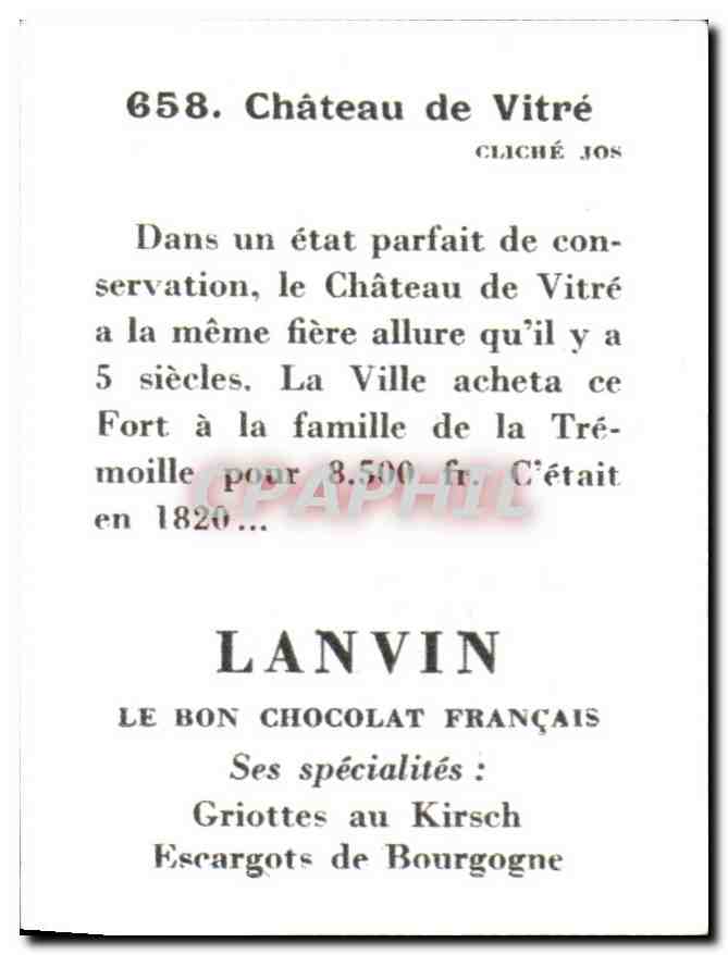 Image Chateau de Vitre Chocolat Lanvin Dijon — Verso