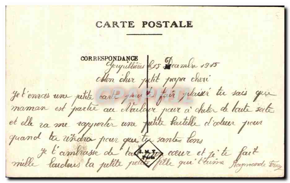 CPA Joll brin de Mimosa Porte bonheur a mon Papa — Verso