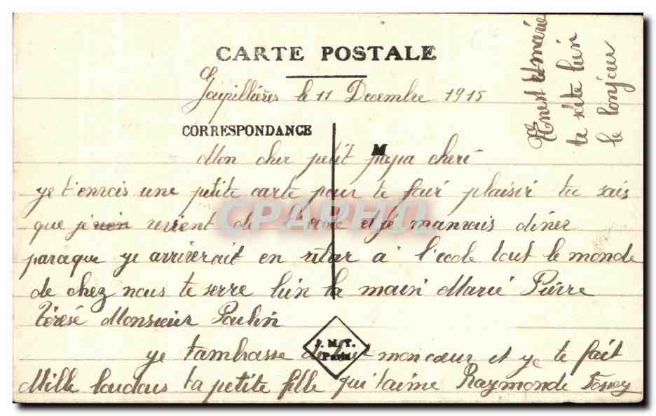 CPA Joll brin de Mimosa Porte bonheur a mon Papa — Verso