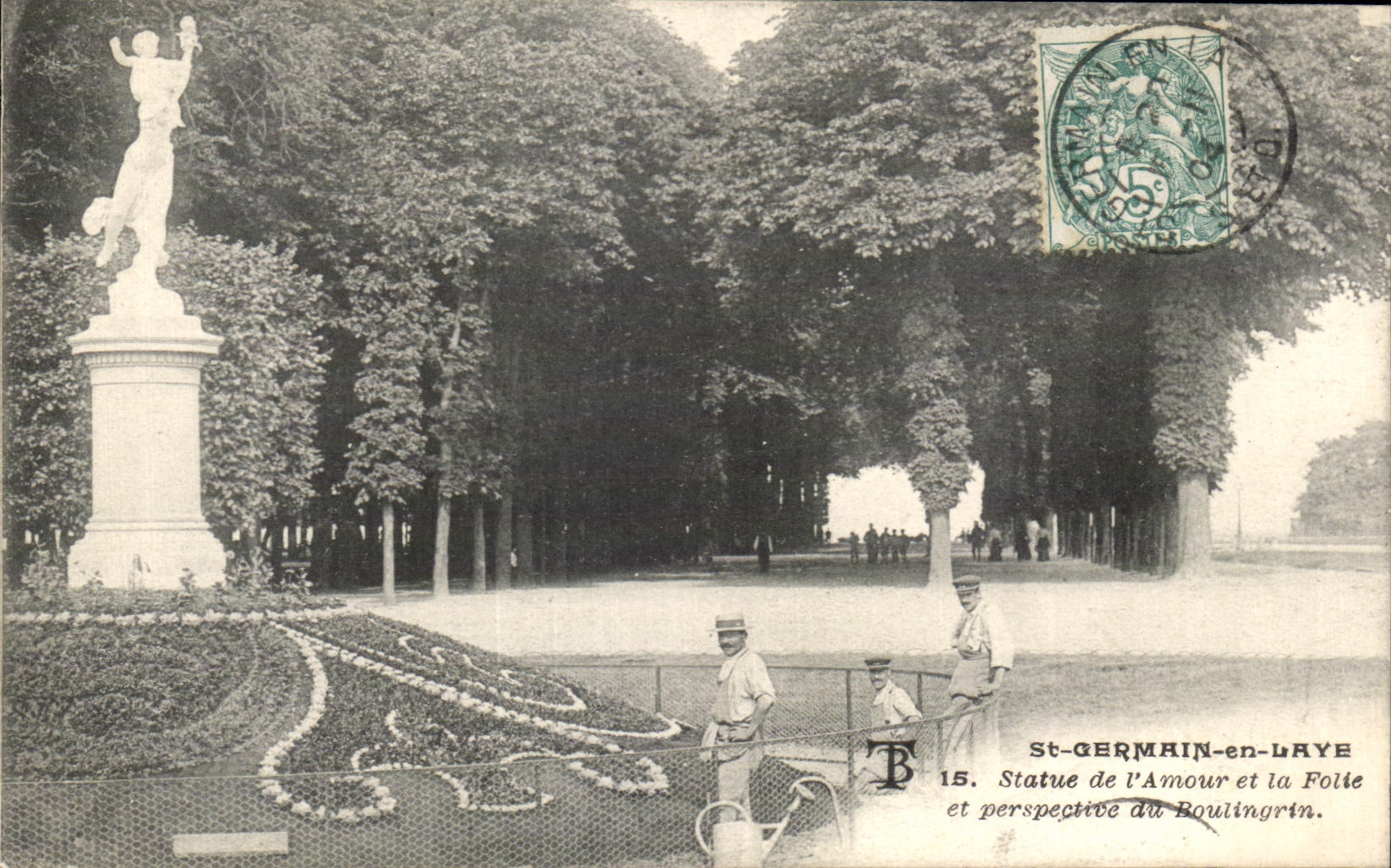 CPA St Germain en Laye Statue de l amour et la Folie et perspective du Roulingrin Jardiniers