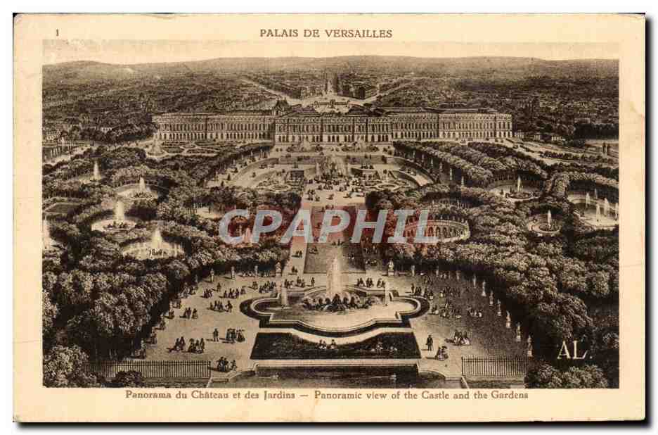 CPA Palais de Versailles Panorama du Chateau et des Jardins Panoramic View of the Castle and the Gardens