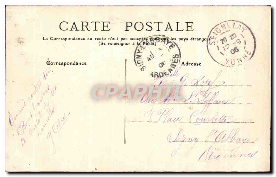 CPA Auxerre Quartier Saint Germain — Verso