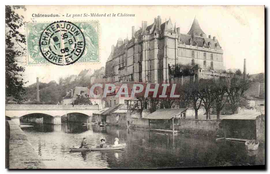Châteaudun - Le pont St-Médard et le Château — éditeur anonyme, n° de série non visible