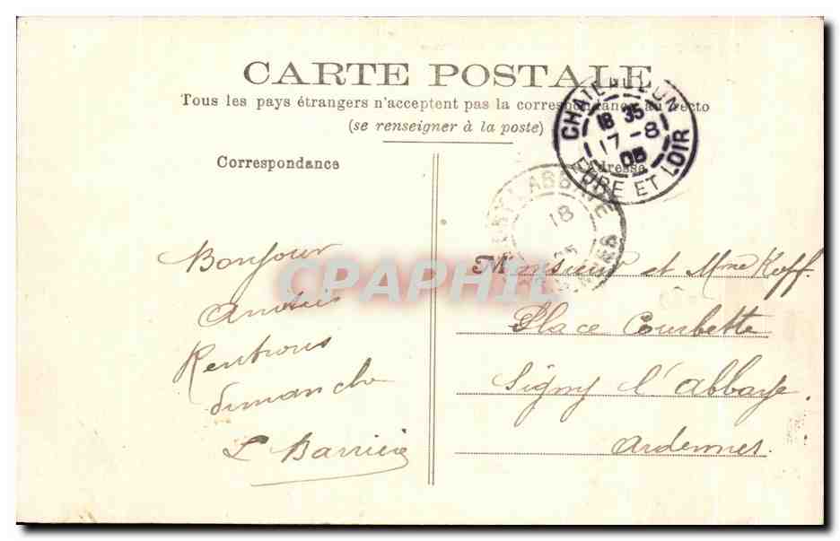 Châteaudun - Le pont St-Médard et le Château — éditeur anonyme, n° de série non visible — Rückseite