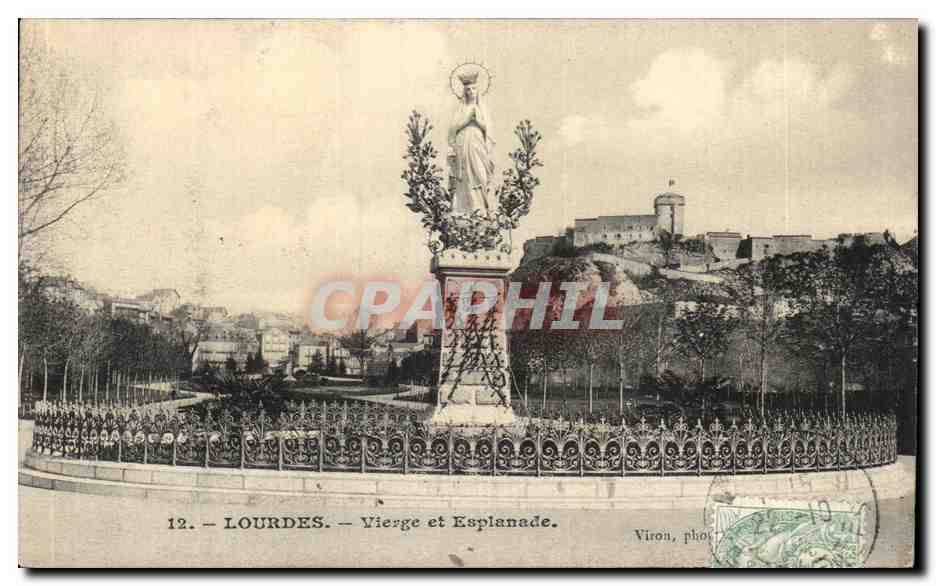 CPA Lourdes Vierge et Esplanade