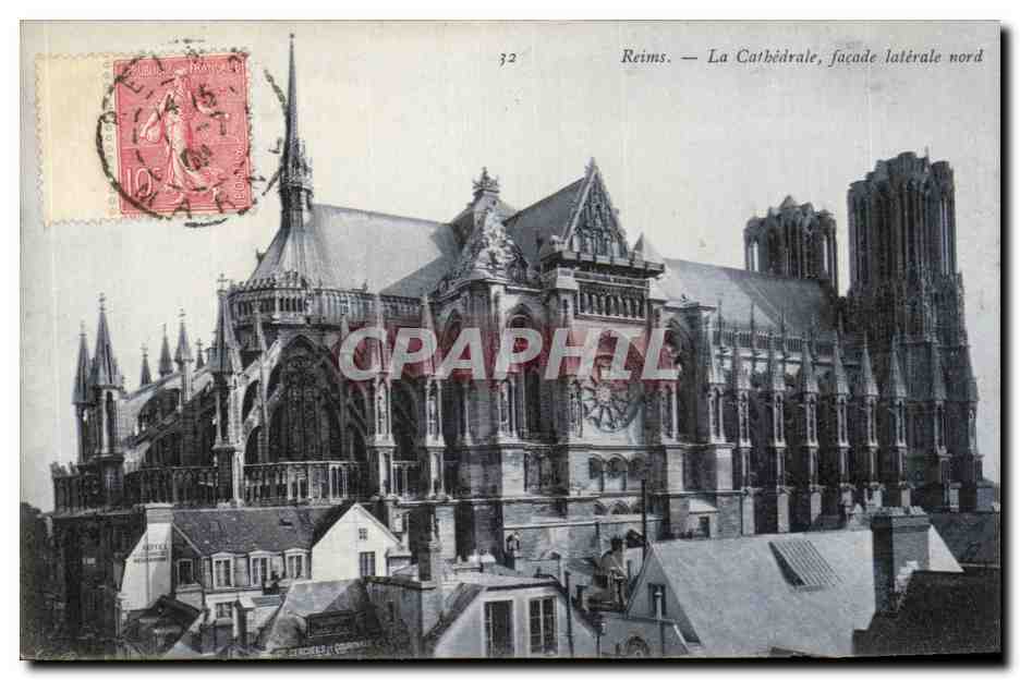 CPA Reims La Cathedrale Facade Laterale Nord