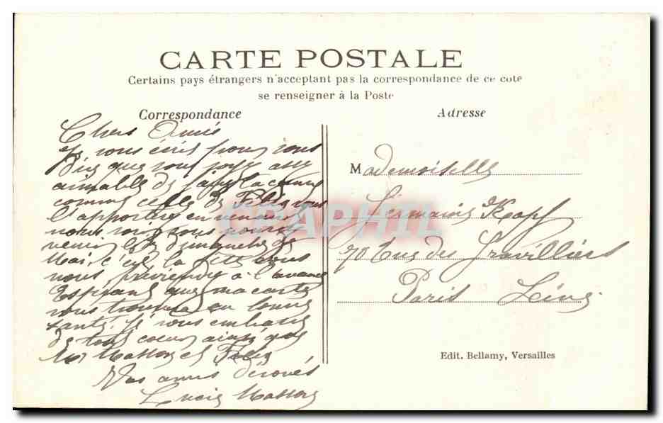 CPA Souvenir De Versailles — Rückseite