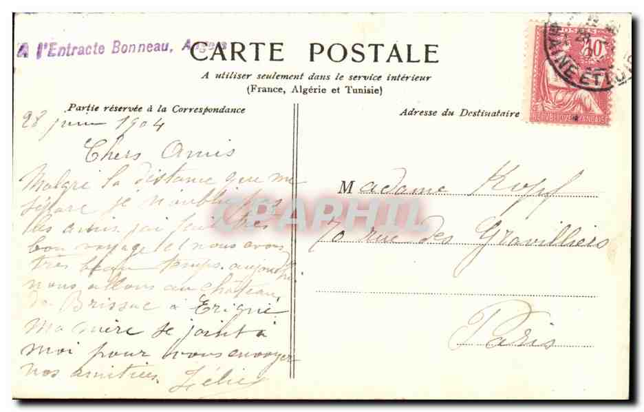 CPA Angers Tour de la Haute Chaine — Rückseite