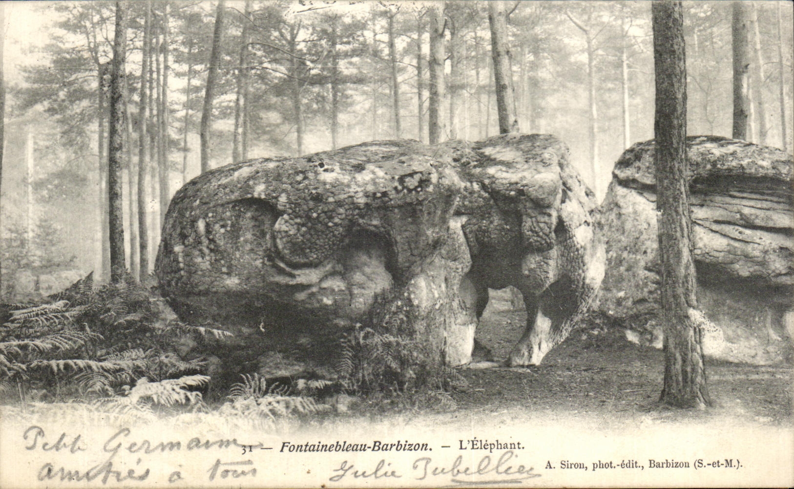 Fontainebleau-Barbizon — El Elefante — A. Siron, fot.-edit., Barbizon (S.-et-M.)