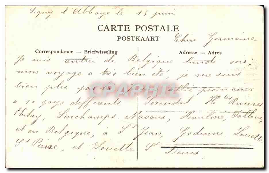 CPA Dinant Eglise Notre Dame et Citadelle — Rückseite