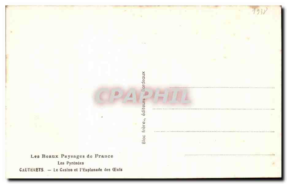 Cauterets — Le Casino et l'Esplanade des Eufs — Les Beaux Paysages de France — Achterkant