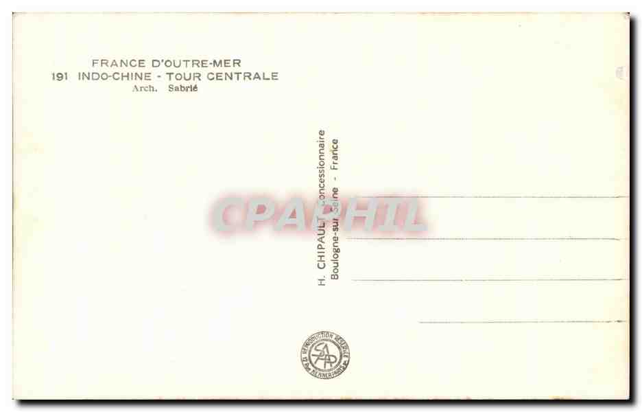 CPA Exposition internationale paris 1937 Indochine tour centrale — Rückseite