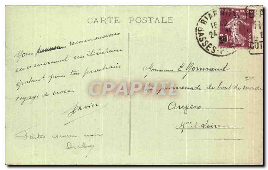CPA Biarritz Villa Belza Chateau Basque — Verso
