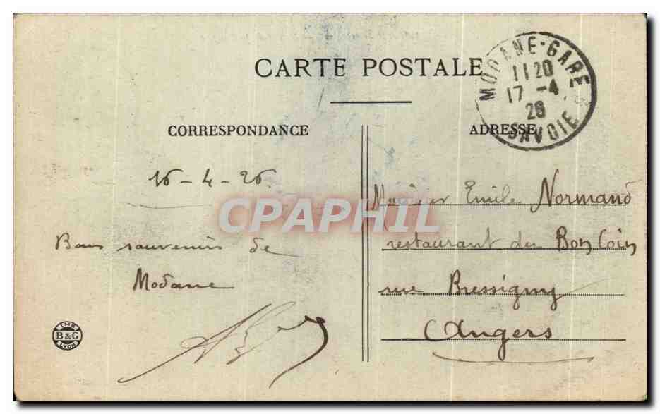 CPA Le Roc Noir Massit de la Vanoise — Verso