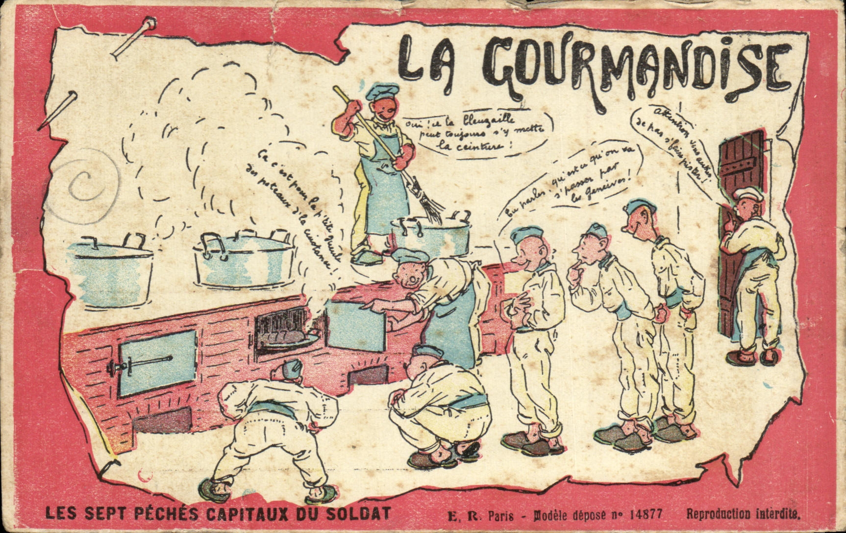 CPA La Gourmandise Militaria Les sept peches capitaux du soldat