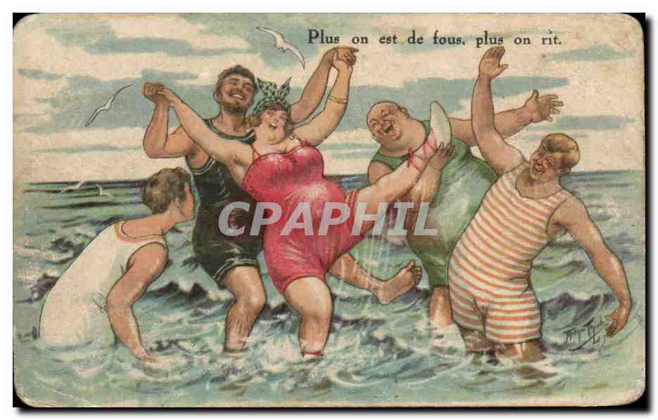 CPA Plus on est de Fous Plus on rit Humour a la plage 
