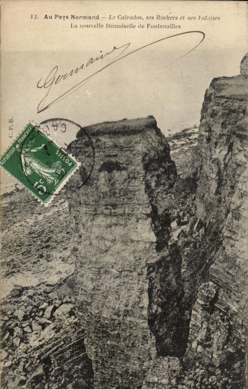 Le Calvados, ses Rochers et ses Falaises — La nouvelle Demoiselle de Fontenailles — Éditeur C.P.B. n°12