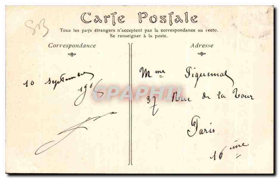 CPA Trouville Sur Mer L Hotel de Paris — Verso