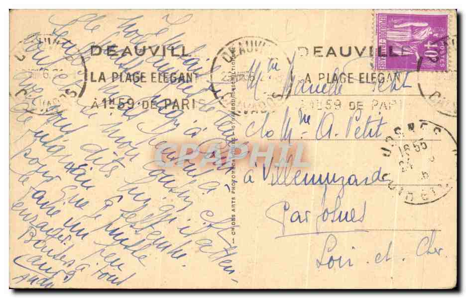 Deauville-La Plage Fleurie — Royal Hotel oder des Jardins — Antike Ansichtskarte Nr. 278 — Rückseite