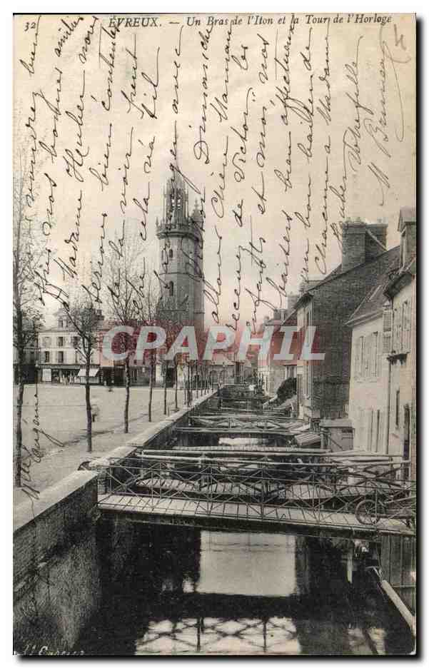 CPA Evreux Un Bras de L Iton et la Tour de L Hotel