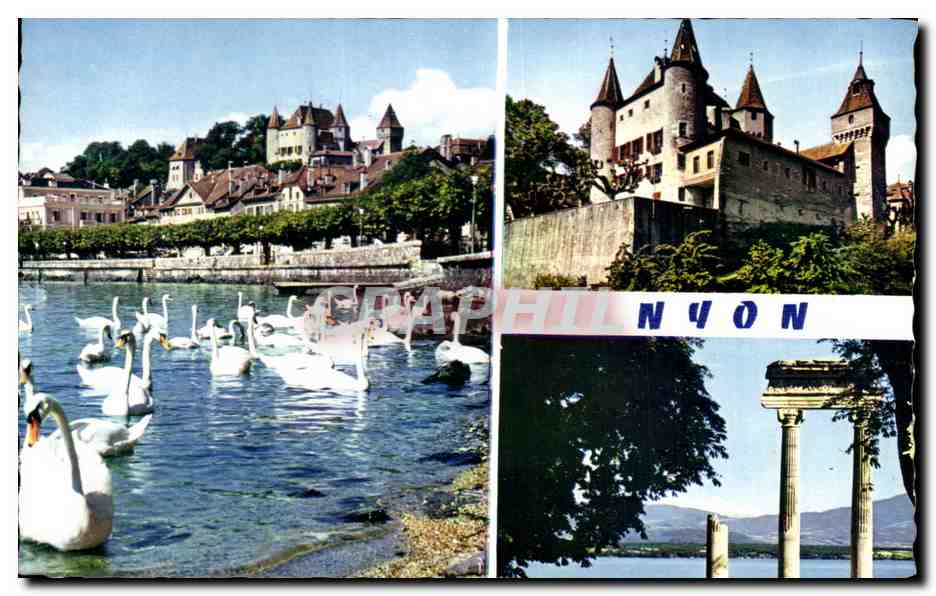 CPA Nyon Le quai Le Chateau La Colonnade Romaine