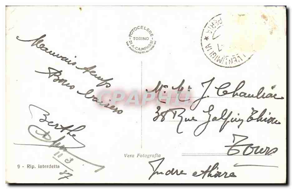 CPA Grimaldi Ventimiglia Frontiera Italiana — Rückseite
