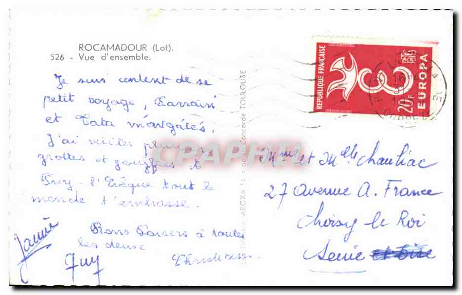 Rocamadour (Lot) — Vue d'ensemble — ARGRA, n° 526 — Reverso