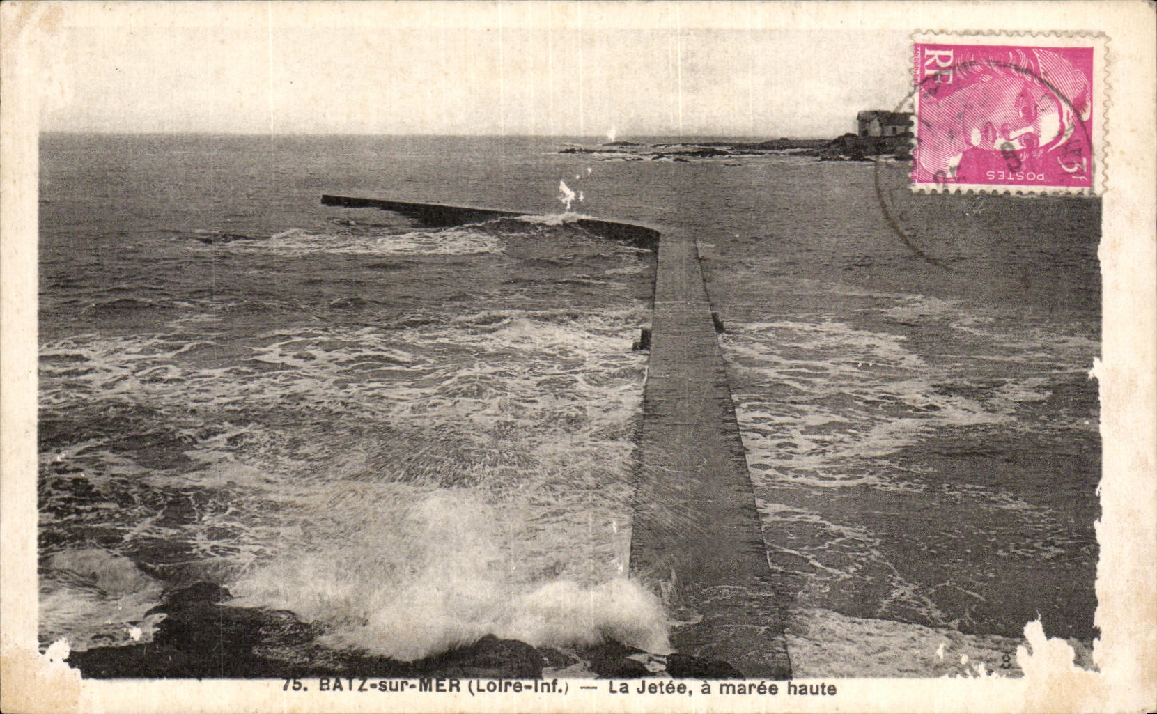 CPA Batz Sur Mer La Jetee a Maree haute